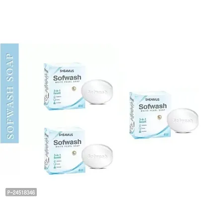 Sofwash 3 in 1 Benefit White Pearl Soap (4 Unit X 75 g)  Pack of 3