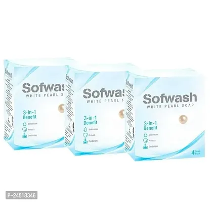 Sofwash 3 in 1 Benefit White Pearl Soap (4 Unit X 75 g)  Pack of 3-thumb2