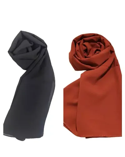 Fancy Georgette Solid Hijab For Women - Pack Of 2