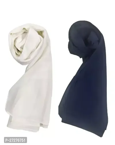 Multicolored Georgette Solid Hijab For Women-Pack Of 2