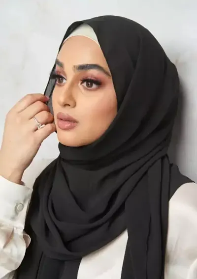 Fancy Georgette Solid Hijab For Women