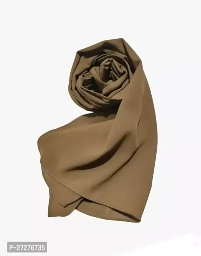 Brown Georgette Solid Hijab For Women