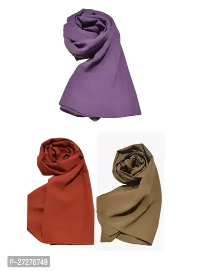 Multicolored Georgette Solid Hijab For Women-Pack Of 3-thumb0