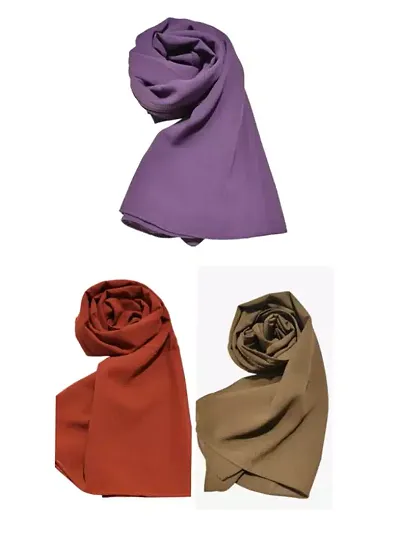 Chiffon Solid Hijab For Women-Pack Of 3