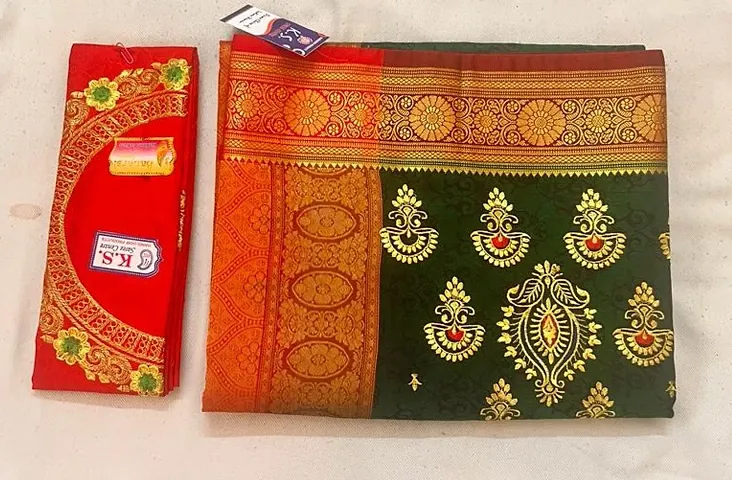 JLSP Pitayi Banarasi Silk Saree Full Zari Kadai Blouse gala Work Half border, Banarasi full work saree