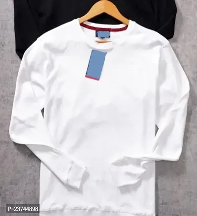 Stylish White Cotton Round Neck Tees For Men