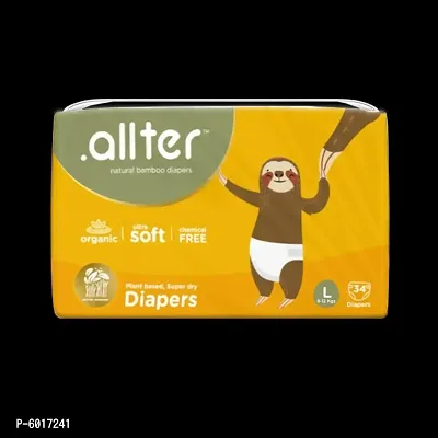 Allter Organic Bamboo Diapers L Size (8-12Kgs)-Extra Soft,Super Dry,Dermatologist Approved