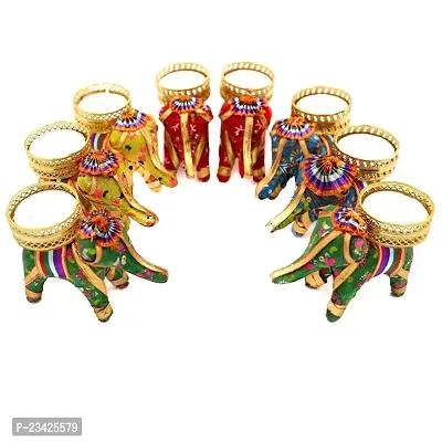 Festival Decoration Items Traditional Elephant Design Diya Tea Light Candle Holder for Home