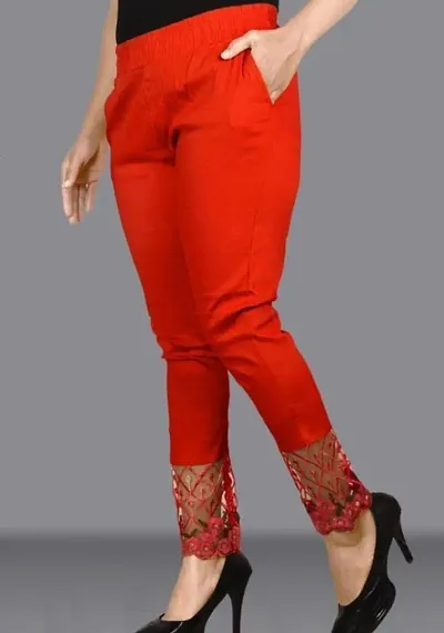 Elegant Lycra Solid Trousers For Women