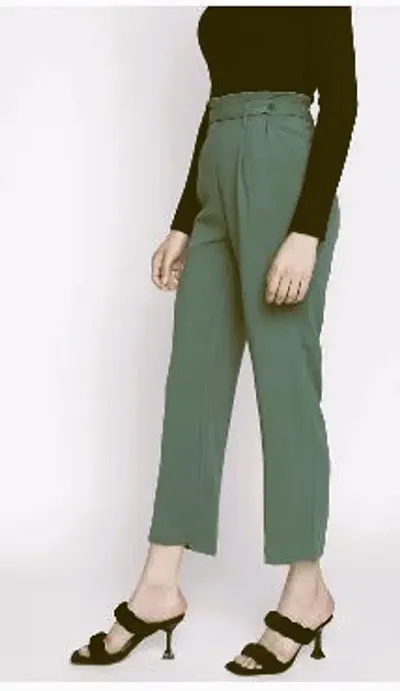 Elegant Lycra Solid Trousers For Women