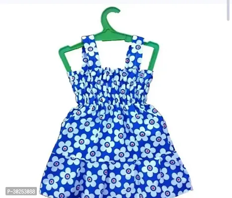 Fabulous Blue Cotton Printed Frocks For Girls-thumb0