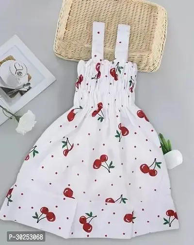 Fabulous White Cotton Printed Frocks For Girls-thumb0