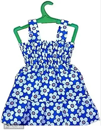 Fabulous Blue Cotton Printed Frocks For Girls-thumb0