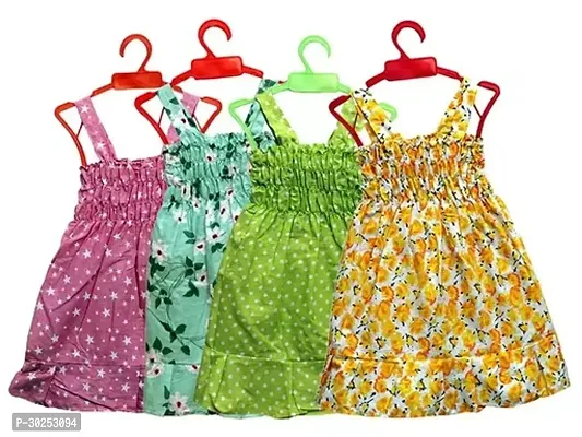 Fabulous Multicoloured Cotton Printed Frocks For Girls Combo