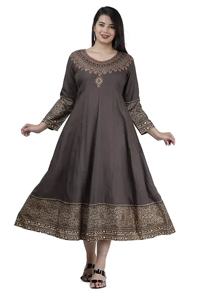 Stylish Rayon Printed Anarkali Kurti