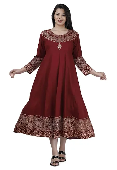 KHUSHI Women Rayon Anarkali Kurti for Women Girls Party Festivel Wear