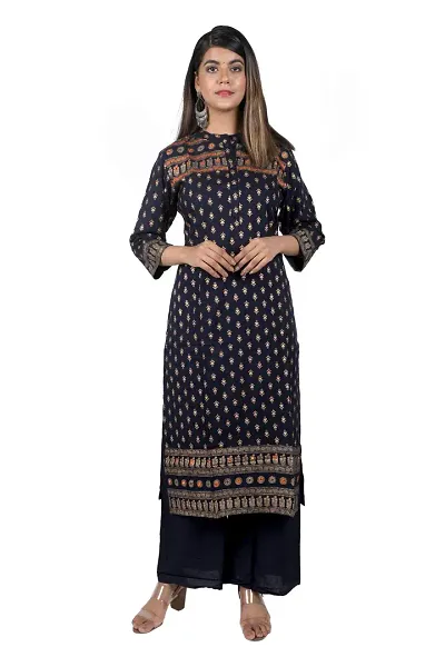 Stylish Rayon Printed A-Line Kurti