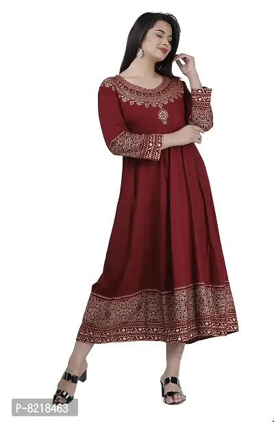 KHUSHI Women Rayon Printed Anarkali Kurti for Women  Girls Party  Festivel Wear-thumb4