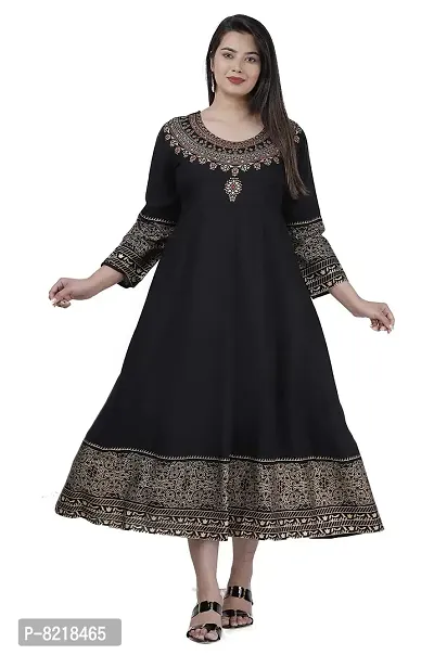 KHUSHI Women Rayon Printed Anarkali Kurti for Women  Girls Party  Festivel Wear