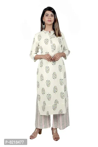 KHUSHI Women Rayon Printed Kurti with Palazzo Set for Women& Girls-thumb0