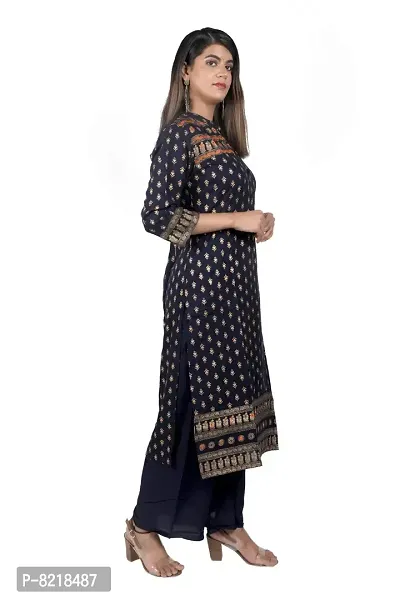 KHUSHI Women Rayon Printed Kurti with Palazzo Set for Women Girls-thumb3