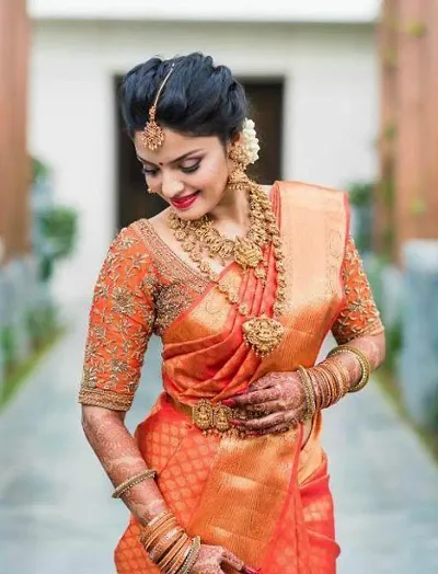 Elegant Silk Blend Saree with Blouse piece 