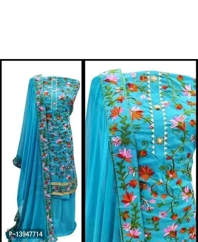 Elegant Cotton Embroidered Dress Material with Dupatta For Women