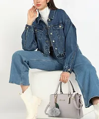 Stylish Grey PU Handbag For Women-thumb1