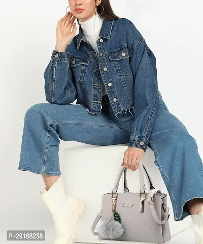 Stylish Grey PU Handbag For Women-thumb2