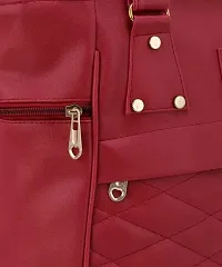 KGN DESIGN Cotton Canvas Shoulder Bag/Tote Bag For Women, Printed Multipurpose Handbag With Top Zip (Black)  Women Shoulder Bags|Purse For Women |Hand Bag for Women (Maroon)-thumb2