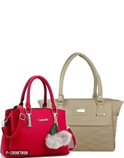 KGN DESIGN Stylish Women Handbags 2p Combo, Pink  Beige