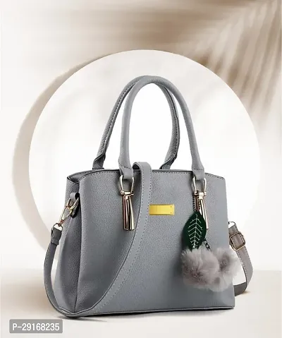 Stylish Grey PU Handbag For Women-thumb0