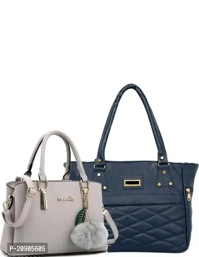 KGN DESIGN Stylish Women Handbags Combo, Grey-Navy Blue - Pack of 2