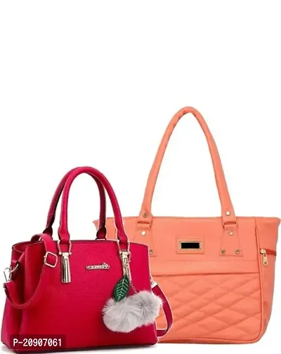 KGN DESIGN Stylish Women Handbags Combo, Pink-Orange - Pack of 2-thumb0