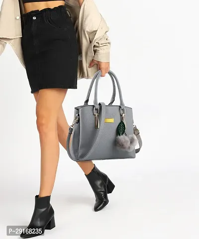 Stylish Grey PU Handbag For Women-thumb2