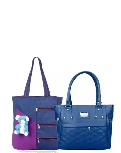 Elegant PU Textured Handbags For Women (Set Of 2)