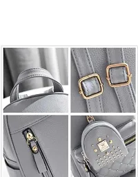 Girls Fashion PU Leather Mini Casual Backpack Bags For School, College, Tuition, Office With Small Pocket Keychain-thumb2
