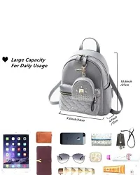 Girls Fashion PU Leather Mini Casual Backpack Bags For School, College, Tuition, Office With Small Pocket Keychain-thumb3