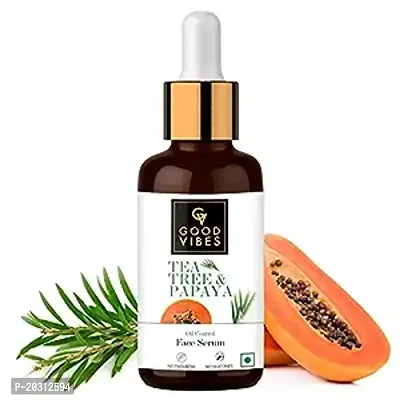 Good Vibes Tea Tree  Papaya Oil Control Face Serum, 30 ml Light Weight Absorbs Quickly Clarifying Formula For Oily Skin Type, Helps Reduce Acne  Blemishes Naturally, No Parabens, No Animal Testing-thumb0