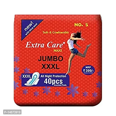 Extra Care Womens/Girls XXL Sanitary Pads (Napkins) with Wings - Pack of 40(Pack of 1)