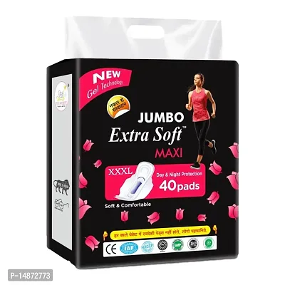 Extra Maxi Soft and Comfortable XXXL Jumbo Sanitary Pad for Women and Girls, Day and Night Secure Protection (Pack Of 1, 40 Pads)