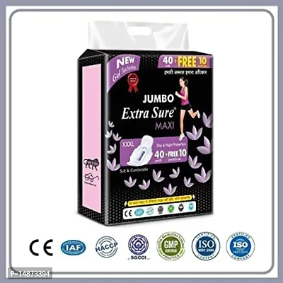 ANYTSH JUMBO EXTRA SURE SOFT COTTON XXXL SANITARY PAD FOR WOMEN AND GIRLS - PACK OF 40 PADS +10 PANTYLINER ( COMBO of 50)-thumb2