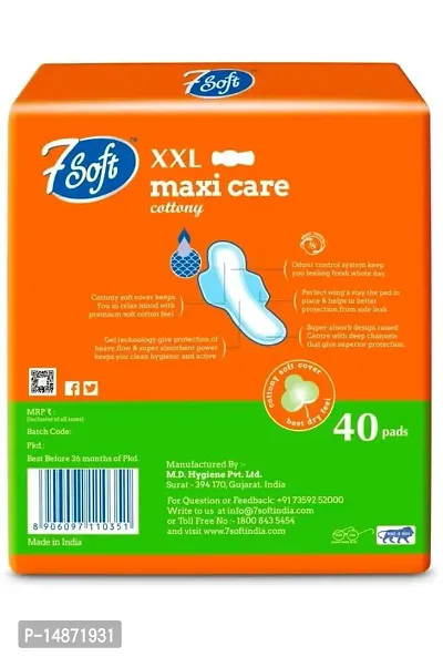 7 SOFT Maxi Care Slim Comfort Cottony Extra Long Xxl Sanitary Pad Napkin With Wings For Women And Girl(pack of 1)-thumb4