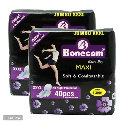 Bonecam Extra Dry Sanitary Pads for Women XXXL Size and Extra Absorbent 40 Pcs (pack of 2)