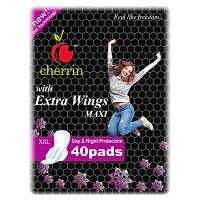cherrin black XXL 320 Mm Gel Technology Extra Wings maxi Ultra Clean Soft Thin Dry Cottony Sanitary Napkin Pad With Wing For Women Girl(pack of 2)-thumb1
