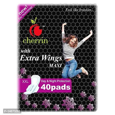 cherrin black XXL 320 Mm Gel Technology Extra Wings maxi Ultra Clean Soft Thin Dry Cottony Sanitary Napkin Pad With Wing For Women Girl(pack of 2)-thumb2