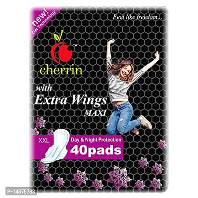 cherrin black XXL 320 Mm Gel Technology Extra Wings maxi Ultra Clean Soft Thin Dry Cottony Sanitary Napkin Pad With Wing For Women Girl