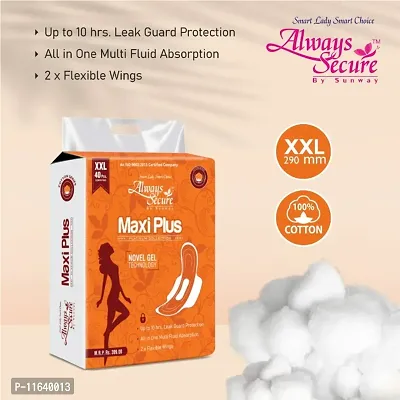 Always Secure Soft Cottany Sanitary Pads for Womens  Girls With Wings 290MM XXL Size 40 Pads(pack of 1)-thumb2