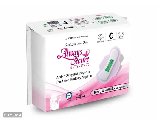 Always Secure Anion chip Ultrathin Cottony Soft Shield Sanitary Pads for Womens  Girls. XXL(320 mm)Size (30 Pads)