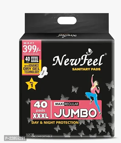 everteen XXL Soft Neem-Safflower Sanitary Pads for Women - 40 Pads, Rash Free, Anti Tan, Skin Friendly, Double Wing Shape, Advanced Leak Protection, XX Large, 320mm - 1 Pack (40 Pads)